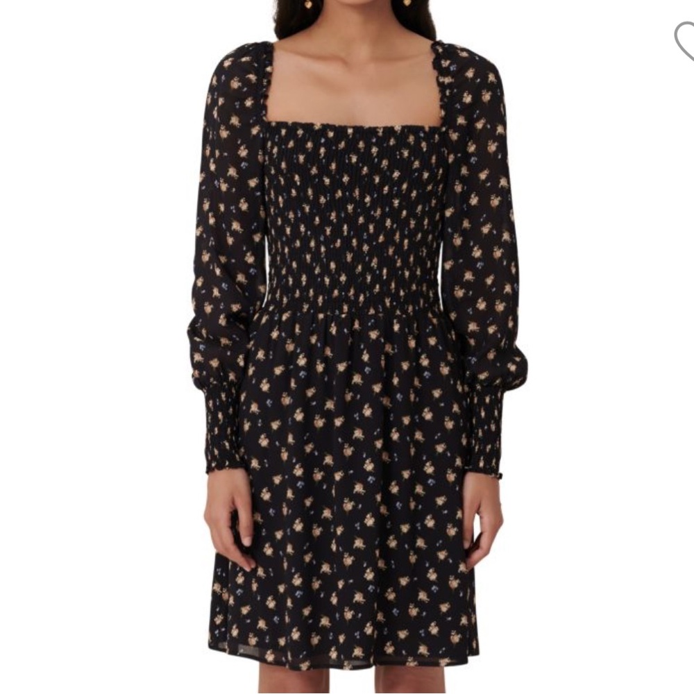 NWT Maje Rithik Smocked Floral Mini Dress
